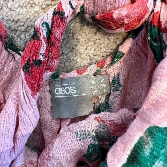 ASOS Women’s Pink Floral Flowy Top Size 6 - Picture 8 of 8